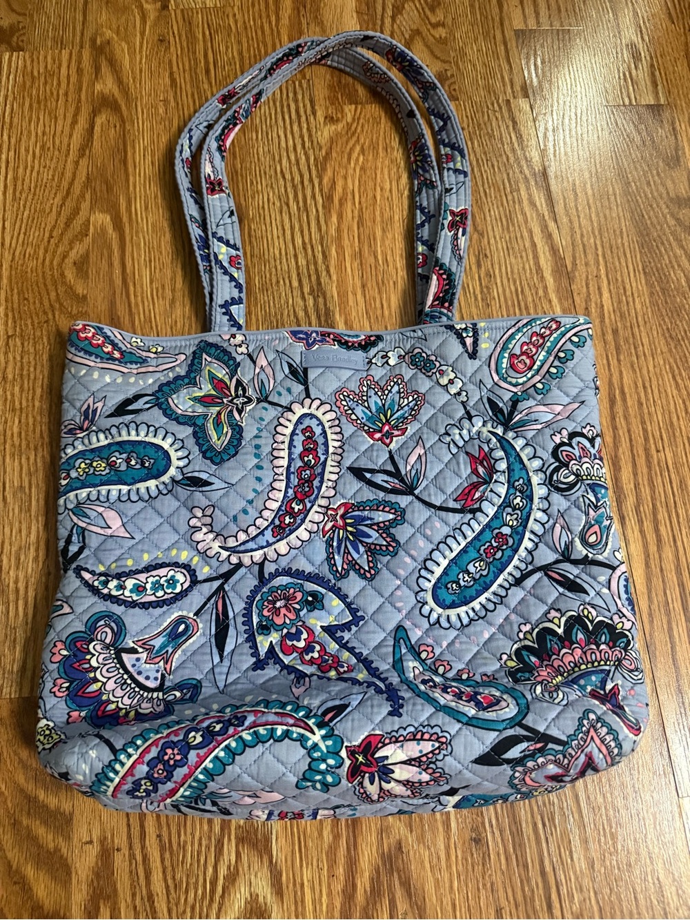 VERA BRADLEY MAKANI PAISLEY ICONIC COTTON QUILTED PURPLE TOTE BAG - Picture 2 of 15